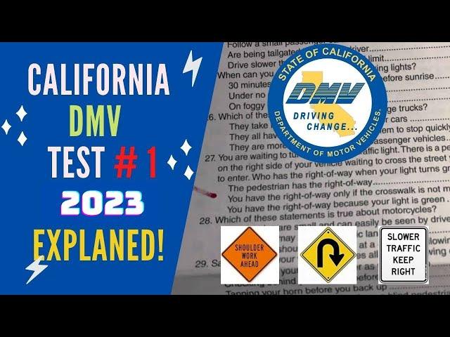 California DMV official Written Test 2023 With Answers and Explainations | Set 1