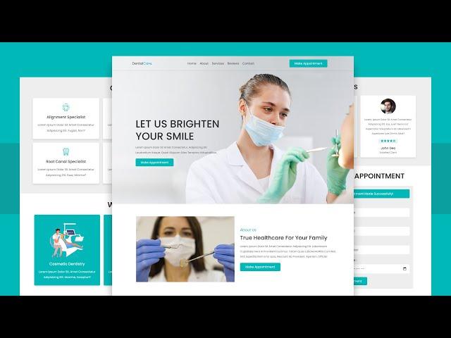 Complete Responsive Dentist Website Design Using HTML - CSS - JavaScript - BOOTSTRAP - PHP - MySQL