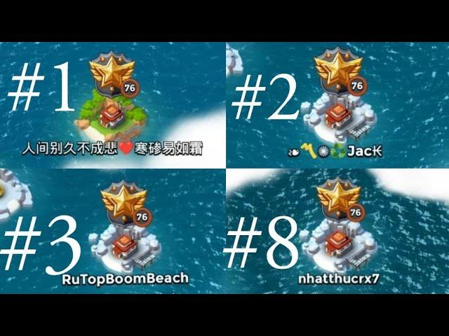 TOP GLOBAL #1, #2, #3 & #8 (live attack) boom beach VP