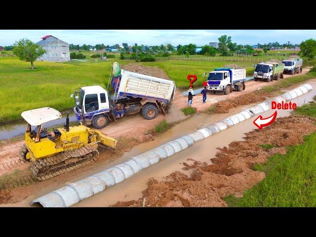 Full Video Starting a Major Project !! Bulldozer D31P & 8-T Dump Trucks Delete Drainage System