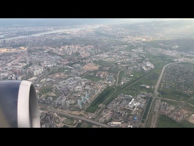 Заход на посадку над Красноярском. Красноярск с высоты 1500 метров #красноярск #krasnoyarsk #airport