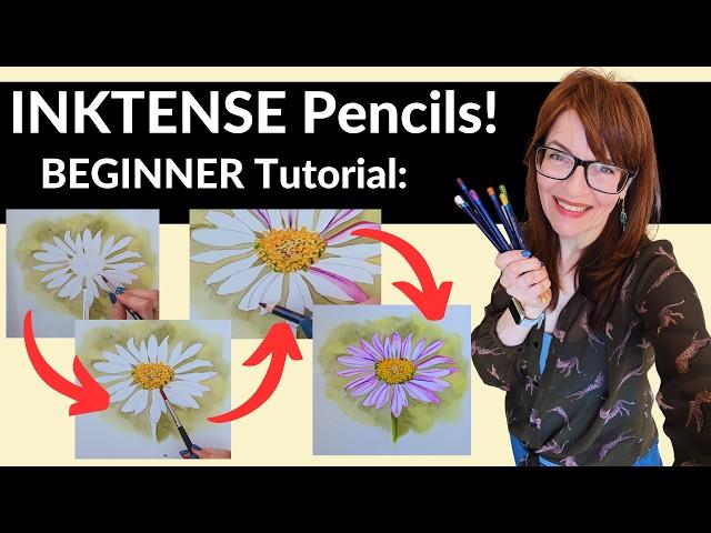 EASY Beginner Flower Derwent Inktense Pencils (Tutorial)