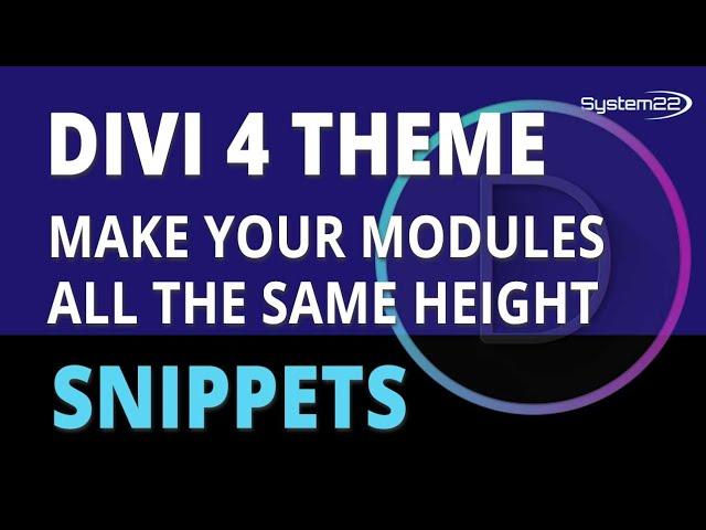 Divi Theme How To Make Your Modules The Same Height 