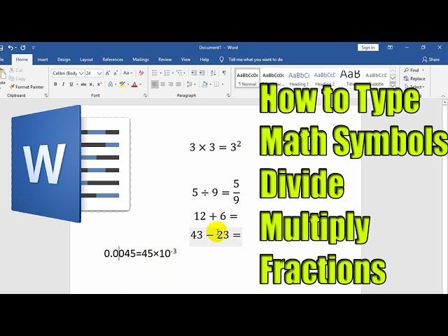 How to Type math symbols  Division multiplication Symbol in Word Hindi Tutorial