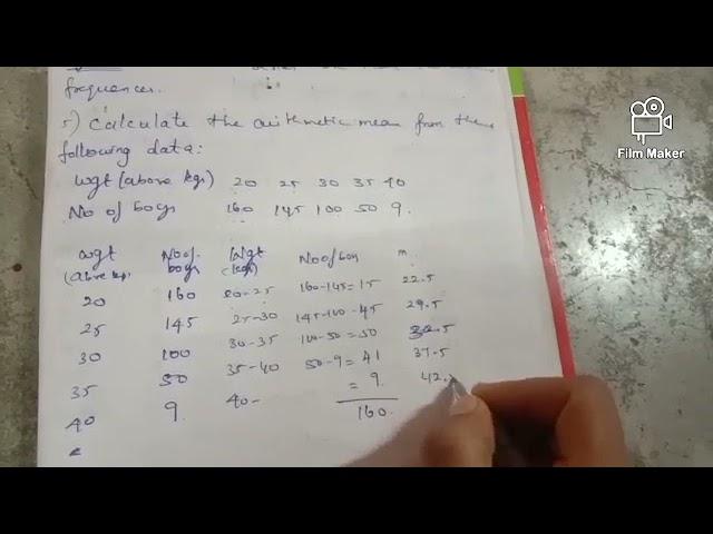 Arthimetic mean - Continuous series more than cumulative frequencies and mid values are given