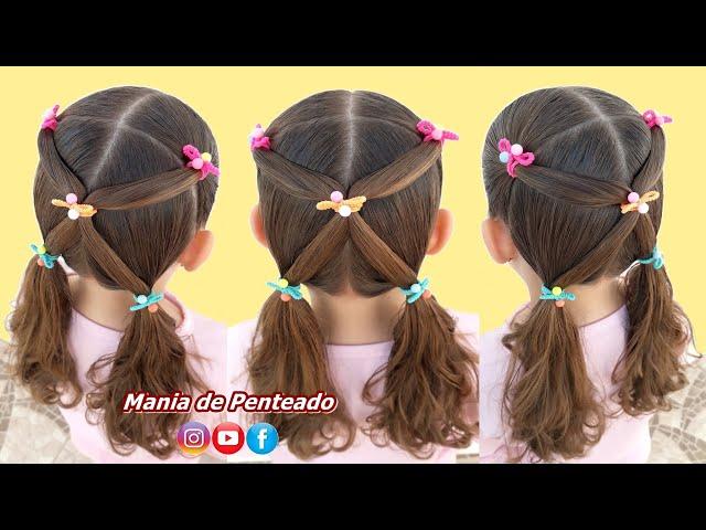 Penteado Infantil Súper Rápido e Fácil para Escola | Super Quick & Easy Hairstyle for School.