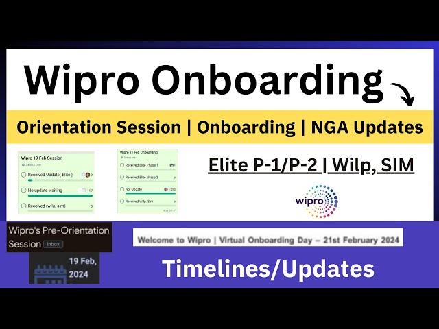 Wipro Onboarding Updates | 19 Feb Session | 21 Feb Onboarding | NGA Training | Elite, Wilp Updates