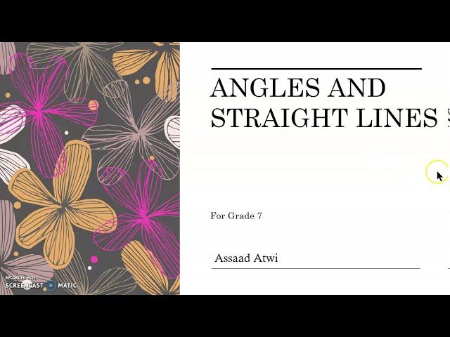 Angles and Straight Lines