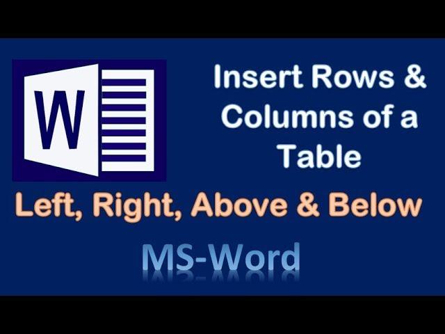 Insert Rows and Columns of a table in MS Word | Left, Right, Above and Below