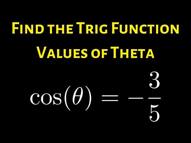 Find the Six Trig Function Values of Theta if cos(theta) = -3/5 and Theta is in Quadrant 3