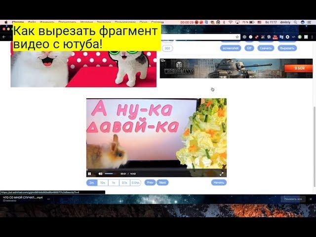 Как вырезать фрагмент из видео на youtube.