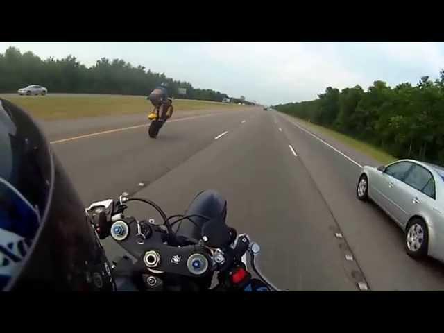HD motorcycle stand up wheelie crash over 100mph