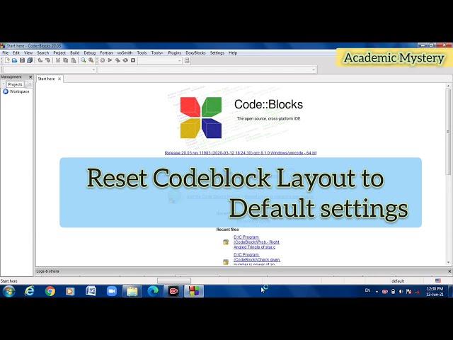 How to reset CodeBlock Layout to Default | Code::Block Solution #Code::Blocks