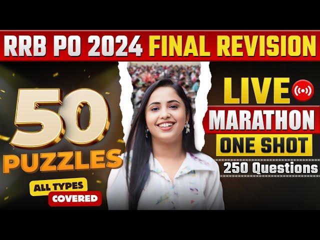 50 PUZZLES MARATHON | Most Expected Puzzles RRB PO 2024 Reasoning | PUZZLES ONE SHOT | Smriti Sethi