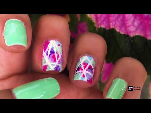 Geometric Marble Nail Art | Easy Spring Nails Art Tutorial 2019 | DIY Nail Art Using Cotton bud