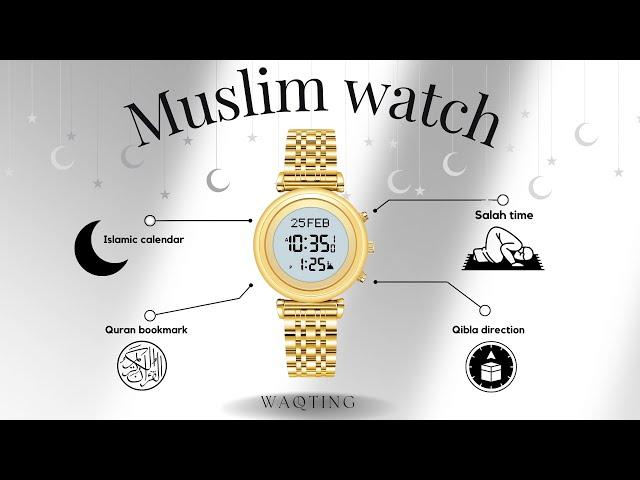 Women's gold watch for muslim salah by Waqting