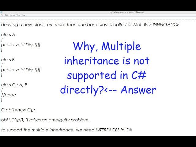 Why Multiple inheritance is not supported in C# | dgTraining