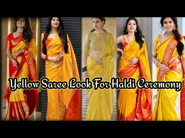 Yellow saree look for haldi ceremony @Stree Fashion Corner