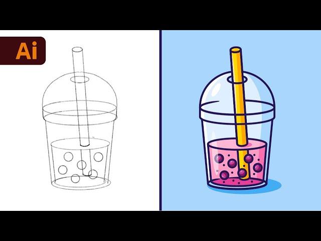 Adobe Illustrator Tutorial- Create a Bubble Tea Vector Step by Step