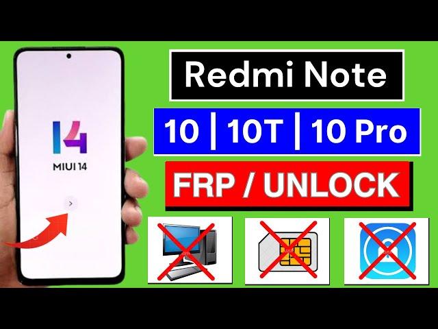 Redmi Note 10/10T/10 Pro Frp Bypass | Unlock Google Account | Without PC | Android 13