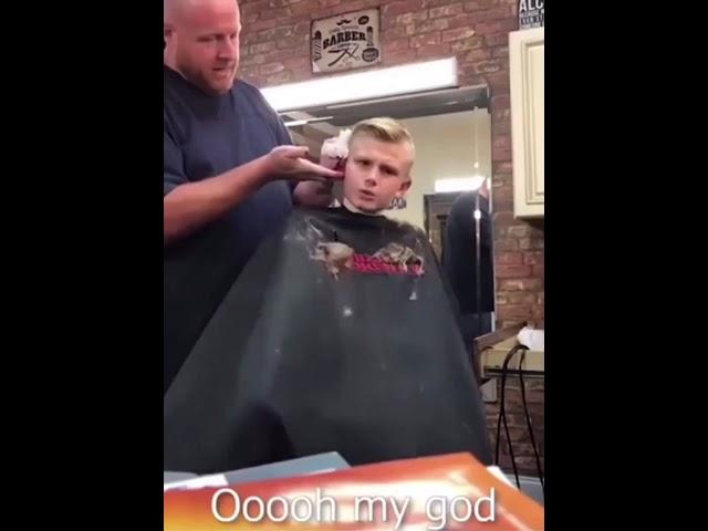 ️ Barber's 'Oops' Moment! Kid's Priceless Reaction!  #funcut #funny #prank #revange