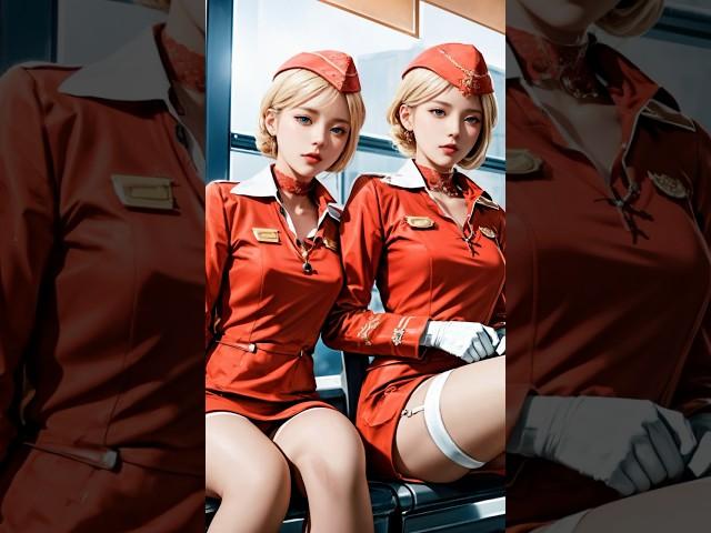 AI Girls Model Lookbook PART 18: Beautiful Flight Attendants in Stunning Uniforms #shorts #fashion