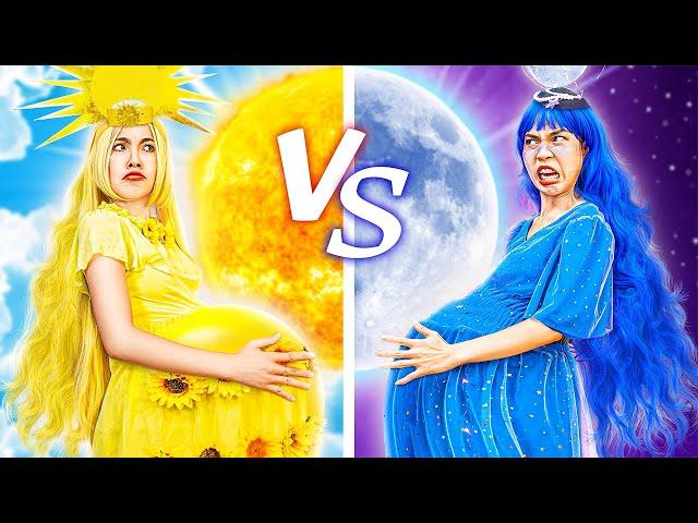 Day Pregnant Mom Vs Night Pregnant Mom With One Colored Makeover Challenge - Stories About Baby Doll