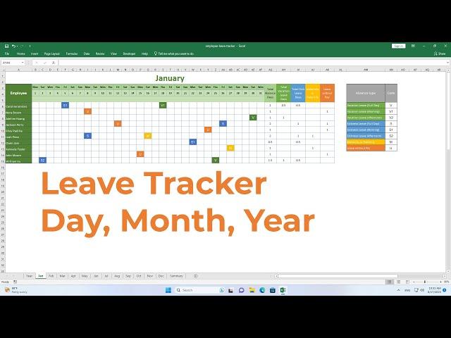 How to easily create Leave tracking in Excel