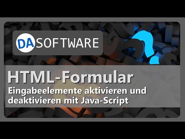 HTML-Formular: Eingabefelder mit Checkbox aktivieren und deaktiveren