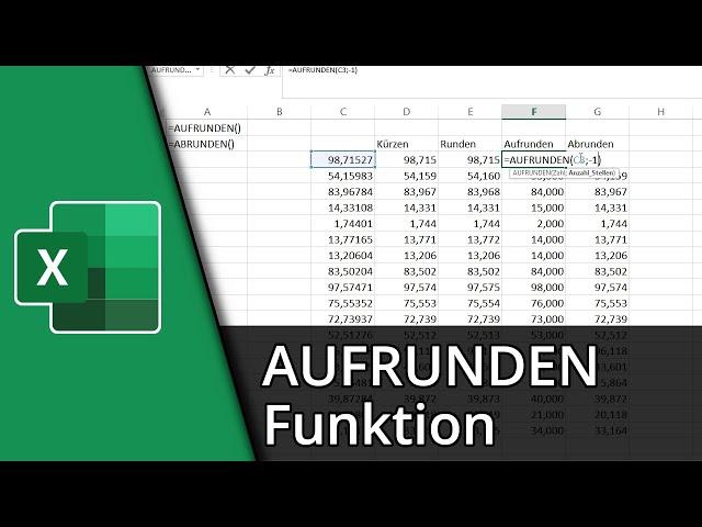 Excel Aufrunden Funktion | =AUFRUNDEN/ABRUNDEN()  Tutorial