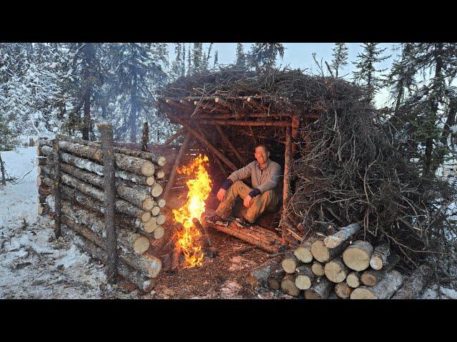 3 Days in Arctic Survival Shelter - Solo Bushcraft Camping & Blacksmithing.