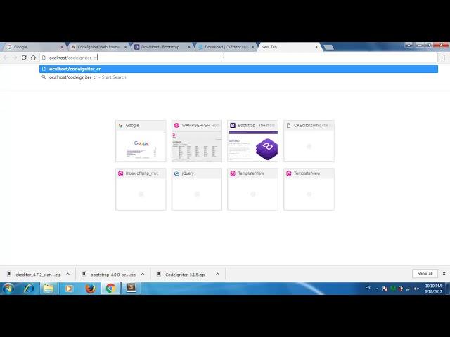 Codeigniter CRUD project bootstrap 4 installing project part 1