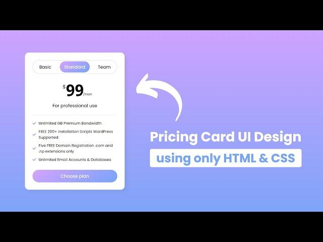 Animated Pricing Card UI Design using only HTML & CSS