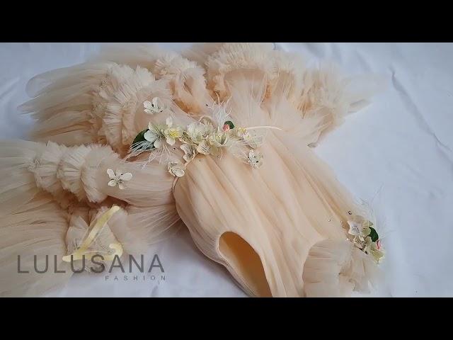 Платье "сакура" для девочки цвет ваниль | lulusanafashion