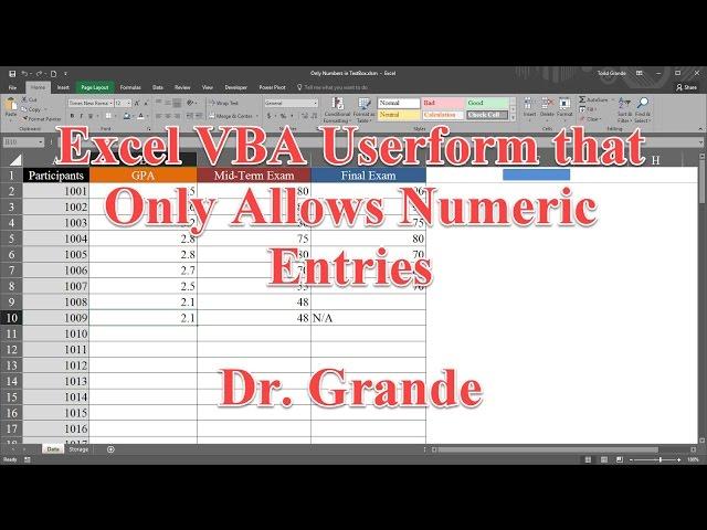 Excel VBA Userform that Only Allows Numeric Entries