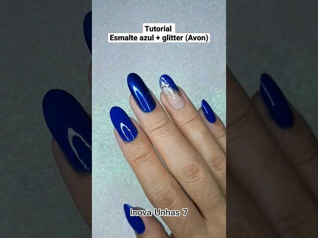 Tutorial esmalte azul e glitter avon unha decorada fácil #shorts #youtubeshorts #unhas #nails