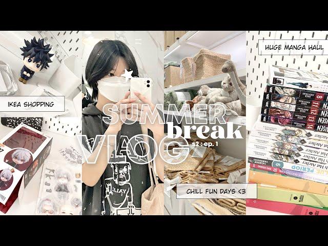 summer break vlog  | shopping alone at ikea, grocery, manga haul & more fun stuff!