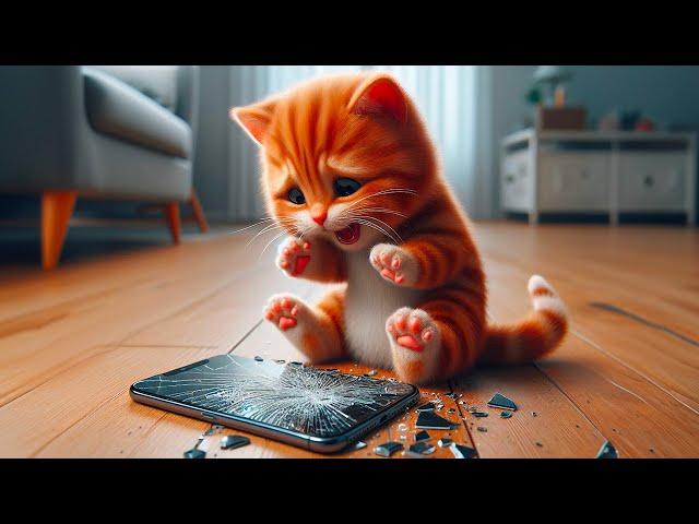 Cats can’t live without phone | Kitten broke the phone喵喵狂盯手機 #ai #cat #catlover #cute #ai繪畫 #貓