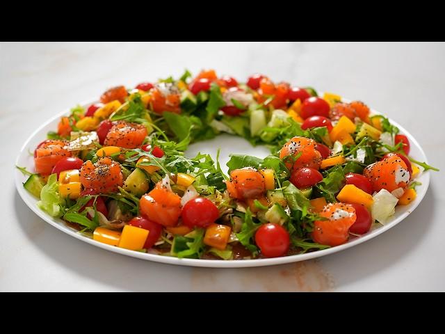 SALAD for Christmas and New Year 2025! Salad with salmon, cucumber and a very tasty dressing