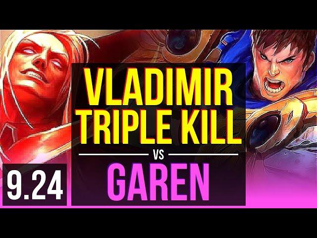VLADIMIR vs GAREN (MID) | Triple Kill, KDA 20/3/12, Legendary | NA Diamond | v9.24