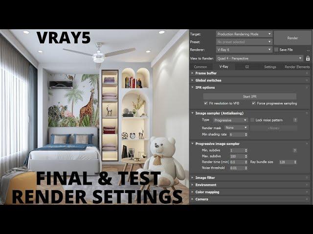 VRAY 5 render setup for test &final rendering I 3DSMAX2022