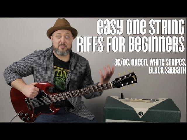 AC/DC, Queen, White Stripes, Super Easy Beginner Guitar Riffs on One string