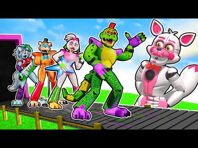 Funtime Foxy And Glamrock Chica Play FNAF Security Breach Tycoon in ROBLOX