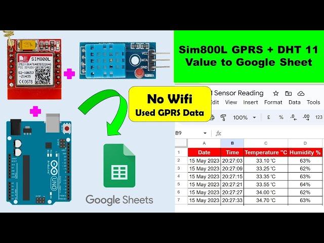 Sim800L Arduino UNO DHT11 Send data to Google Sheet | arduino spreadsheet | IoT Projects | DHT11