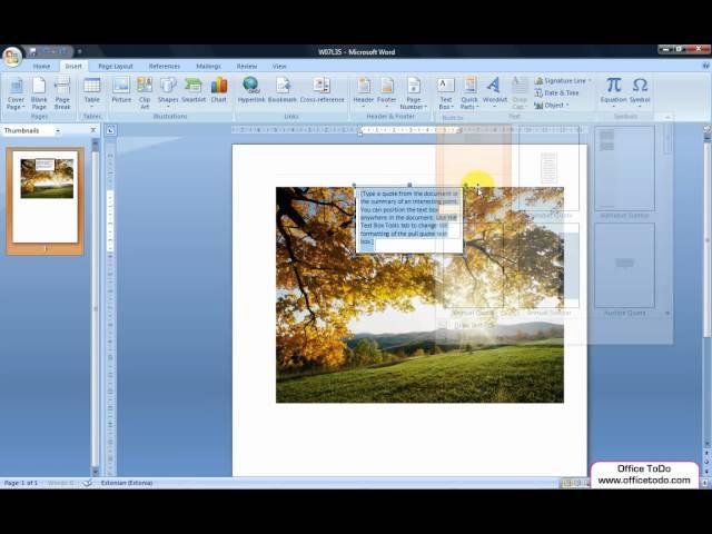 How to add a transparent Text Box onto an image? | Word 2007