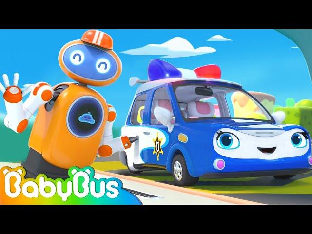 Police Car at Gas Station  | Learning Vehicles | Pretend Play | Kids Cartoon | BabyBus