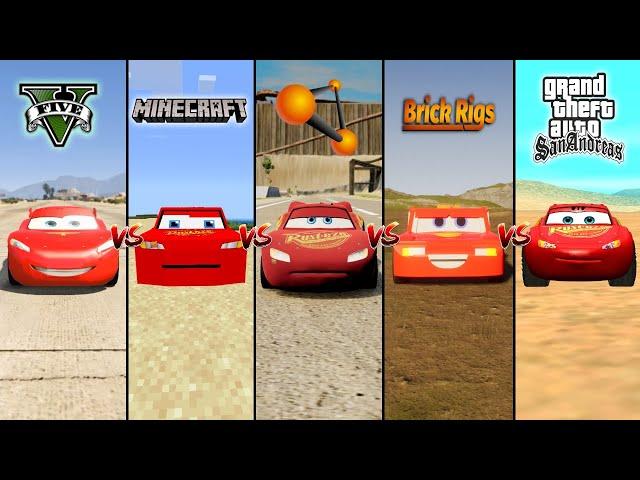 GTA 5 Lightning McQueen vs Minecraft vs Brick Rigs vs BeamNG drive vs GTA SA - WHICH IS BEST?