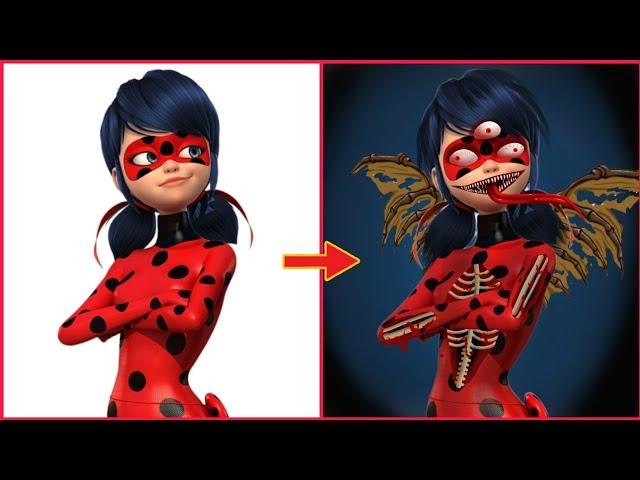 Miraculous ladybug Characters glow up transformation into Zombies | Horror creepy art