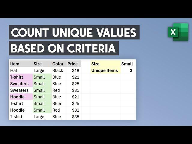 How to count unique values with criteria in Excel - Count unique items based on condition