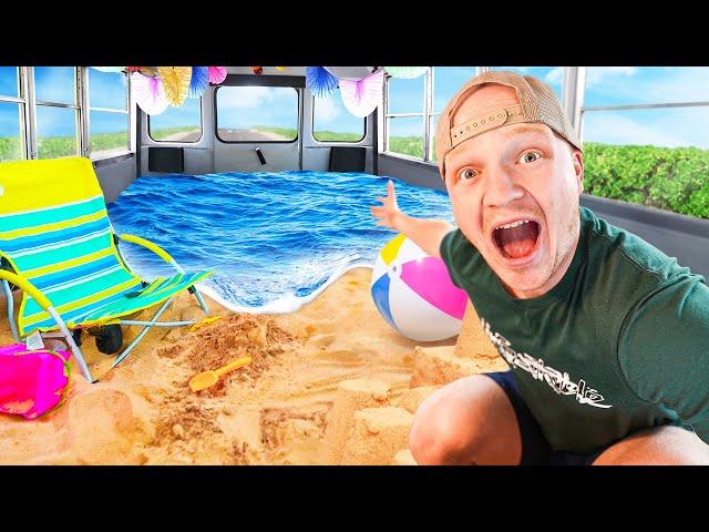 I Turned My School Bus Into A BEACH!